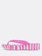 Romwe Pink Zebra Print Thin Wedge Flip Flops