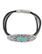 Romwe Silver Plated Turquoise Magnetic Bracelet