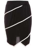 Romwe Contrast Binding Asymmetric Skirt - Black