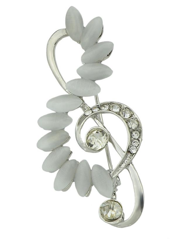 Romwe Silver Plated Rhinestone Brooch