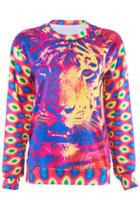 Romwe Neon Red Tiger Print T-shirt