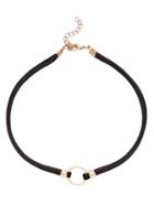 Romwe Gold Plated Circle Cord Choker Necklace