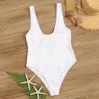 Romwe Solid Low Back One Piece Swimwear