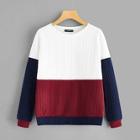 Romwe Cut And Sew Textured Pullover