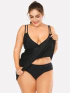 Romwe Double Straps Swim Dress Set