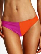 Romwe Pink-orange Color Block Low-rise Bikini Bottoms