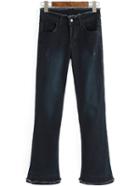 Romwe Fringe Scratch Denim Bell Pant