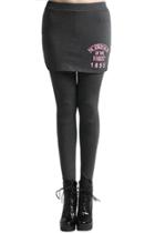 Romwe Romwe Letters Print Skirted Gray Leggings