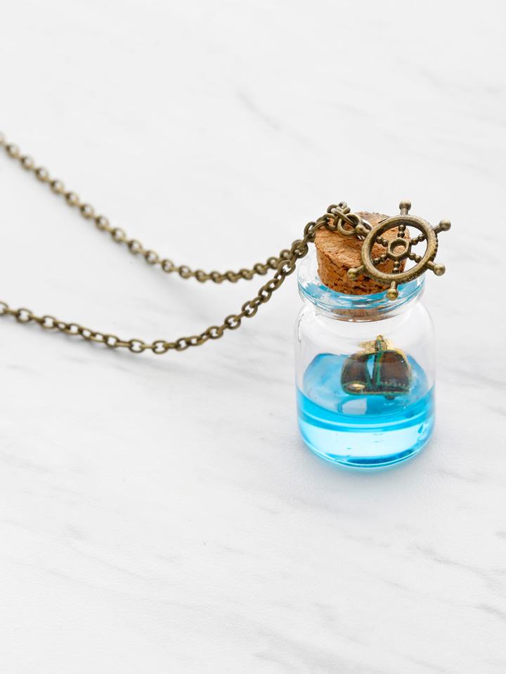 Romwe Drift Bottle Pendant Necklace