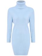 Romwe Turtleneck Sheath Sweater Blue Dress