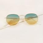 Romwe Metal Frame Ombre Tinted Lens Sunglasses