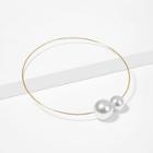 Romwe Faux Pearl Metal Choker