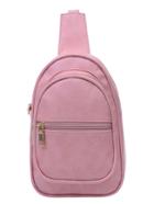 Romwe Faux Leather One-shoulder Backpack - Pink