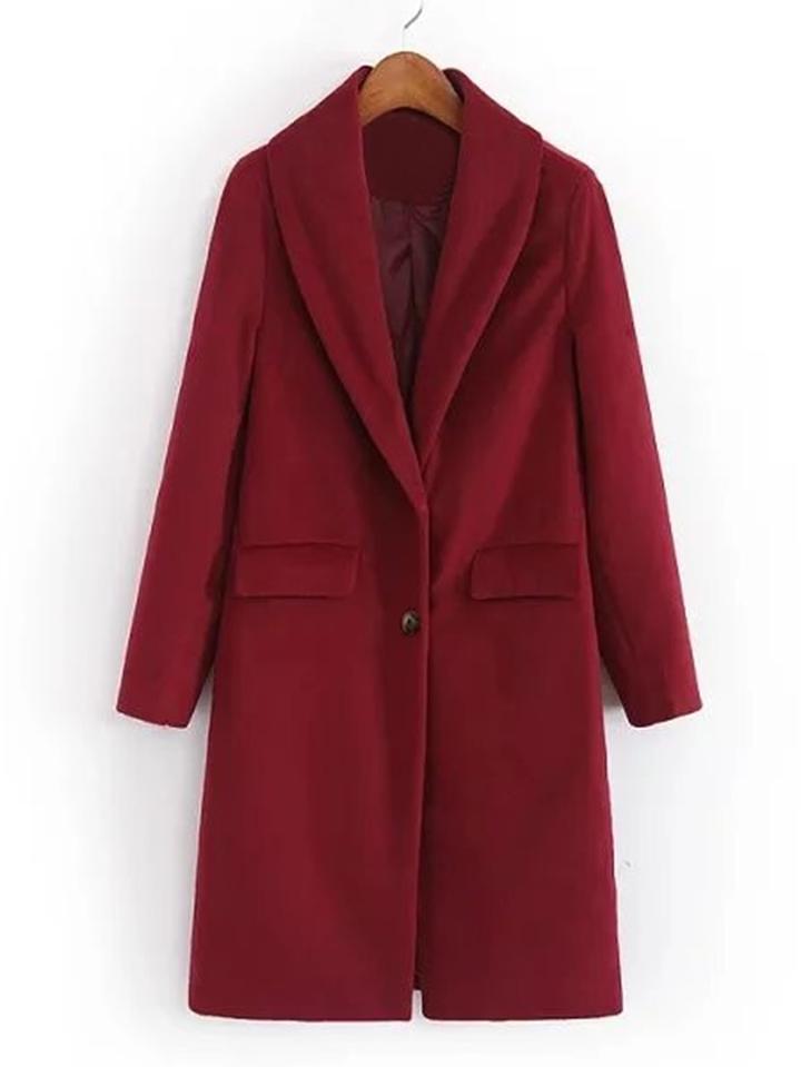Romwe Shawl Collar Wool Blend Coat