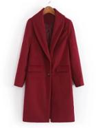 Romwe Shawl Collar Wool Blend Coat