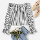 Romwe Off The Shoulder Striped Blouse