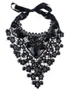 Romwe Black Gemstone Net Collar Neckalce