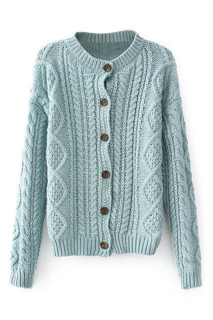 Romwe Twist Pattern Knitted Cardigan