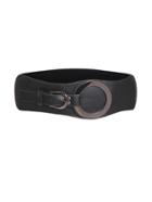Romwe Black Ring Detail Faux Leather Waist Belt