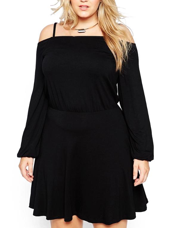 Romwe Cold Shoulder Plus Dress