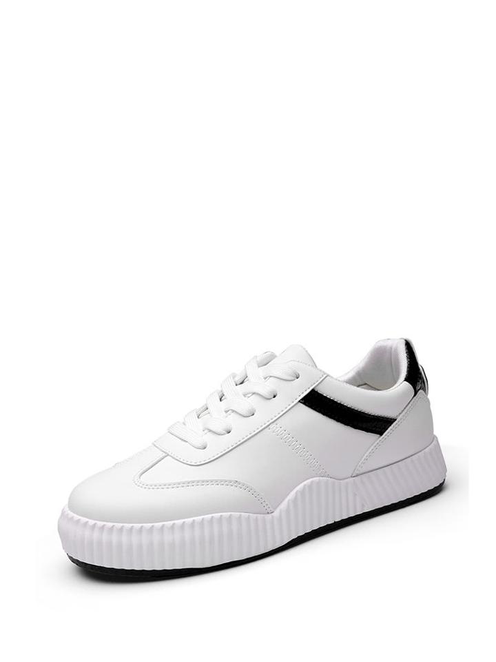 Romwe Round Toe Flatform Pu Sneakers