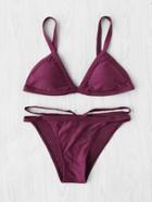 Romwe Double Strap Triangle Bikini Set