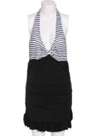 Romwe Halter Backless Striped Peplum Hem Swimwear