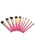 Romwe 10pcs Pink Professional Makeup Brush Set