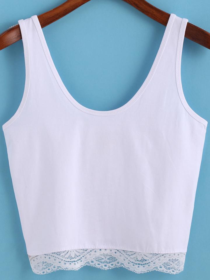 Romwe Lace Hem Tank Top
