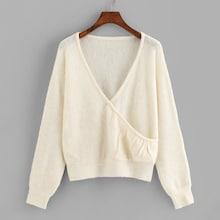 Romwe Surplice Wrap Chenille Jumper