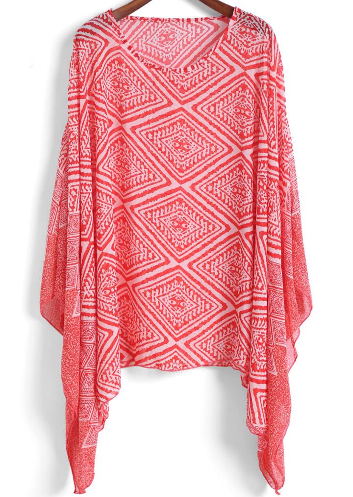 Romwe Tribal Print Chiffon Loose Top