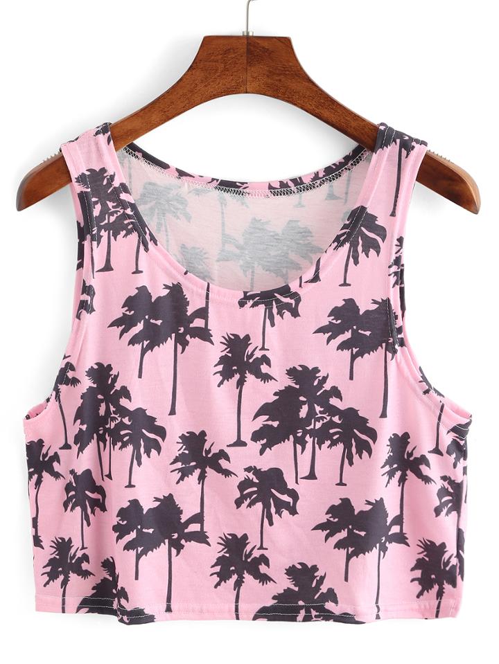 Romwe Tree Print Tank Top