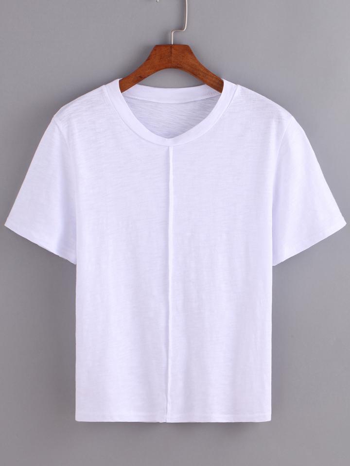 Romwe Short Sleeve White T-shirt