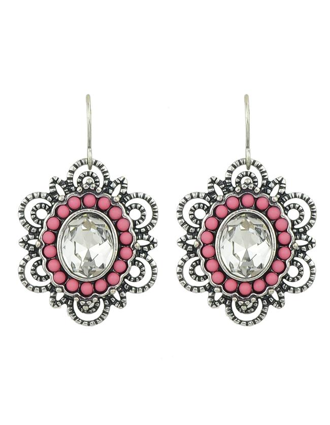 Romwe Vintage Style Pink Rhinestone Long Drop New Design Earrings
