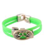 Romwe Green Women Pu Leather Braided Bracelet
