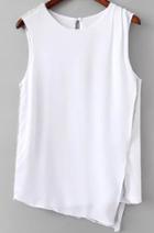Romwe With Bead Asymmetrical Hem T-shirt