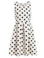 Romwe Polka Dot Print Box Pleated Sleeveless Dress