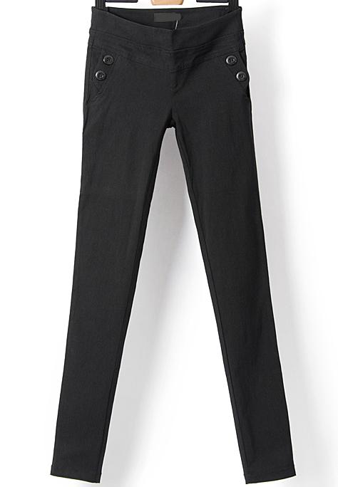 Romwe Elastic Pockets Slim Black Pant
