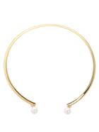 Romwe Golden Pearl Open Cuff Necklace