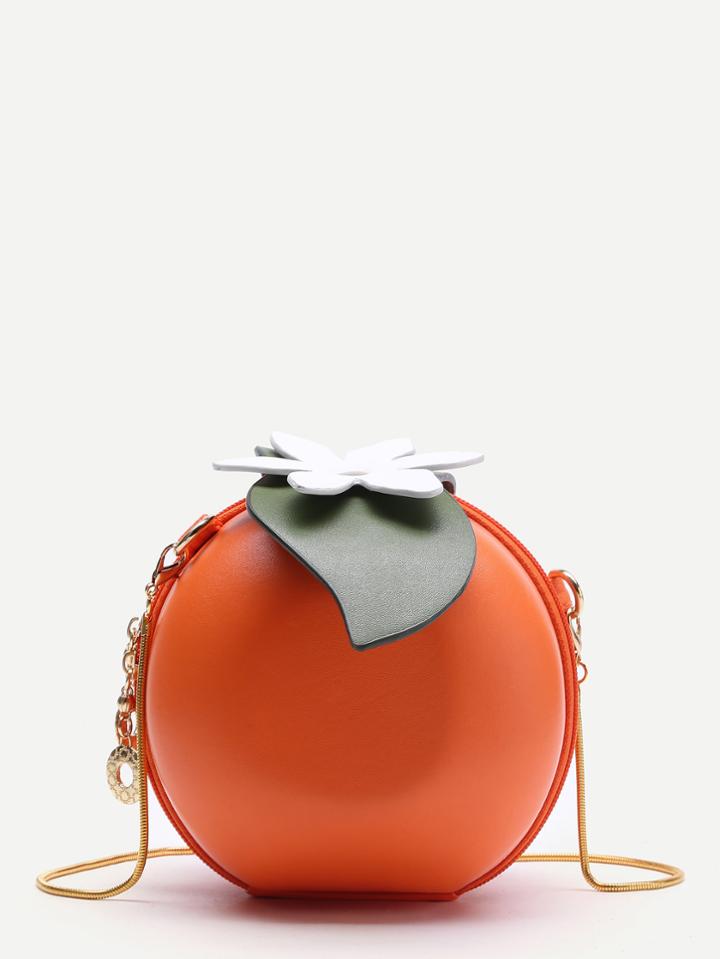 Romwe Orange Shaped Cute Crossbody Bag With Chain