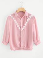 Romwe Contrast Lace Shirt