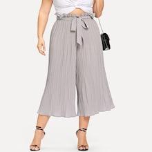 Romwe Plus Frill Trim Wide Leg Pants