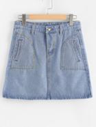 Romwe Pocket Side Denim Skirt