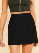 Romwe Solid High Waist Skirt