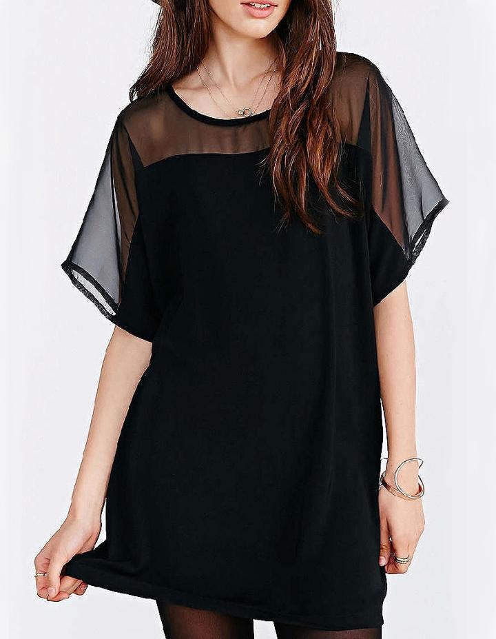 Romwe Short Sleeve Chiffon Shift Dress