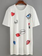 Romwe Eye&lips Print T-shirt Dress