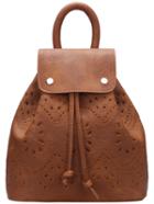 Romwe Brown Drawstring Magnetic Pierced Backpacks