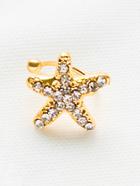 Romwe Gold Rhinestone Starfish Ear Cuff