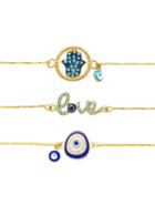 Romwe Palm & Letter Love Design Link Bracelet Set