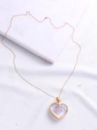 Romwe Flower Heart Pendant Chain Necklace